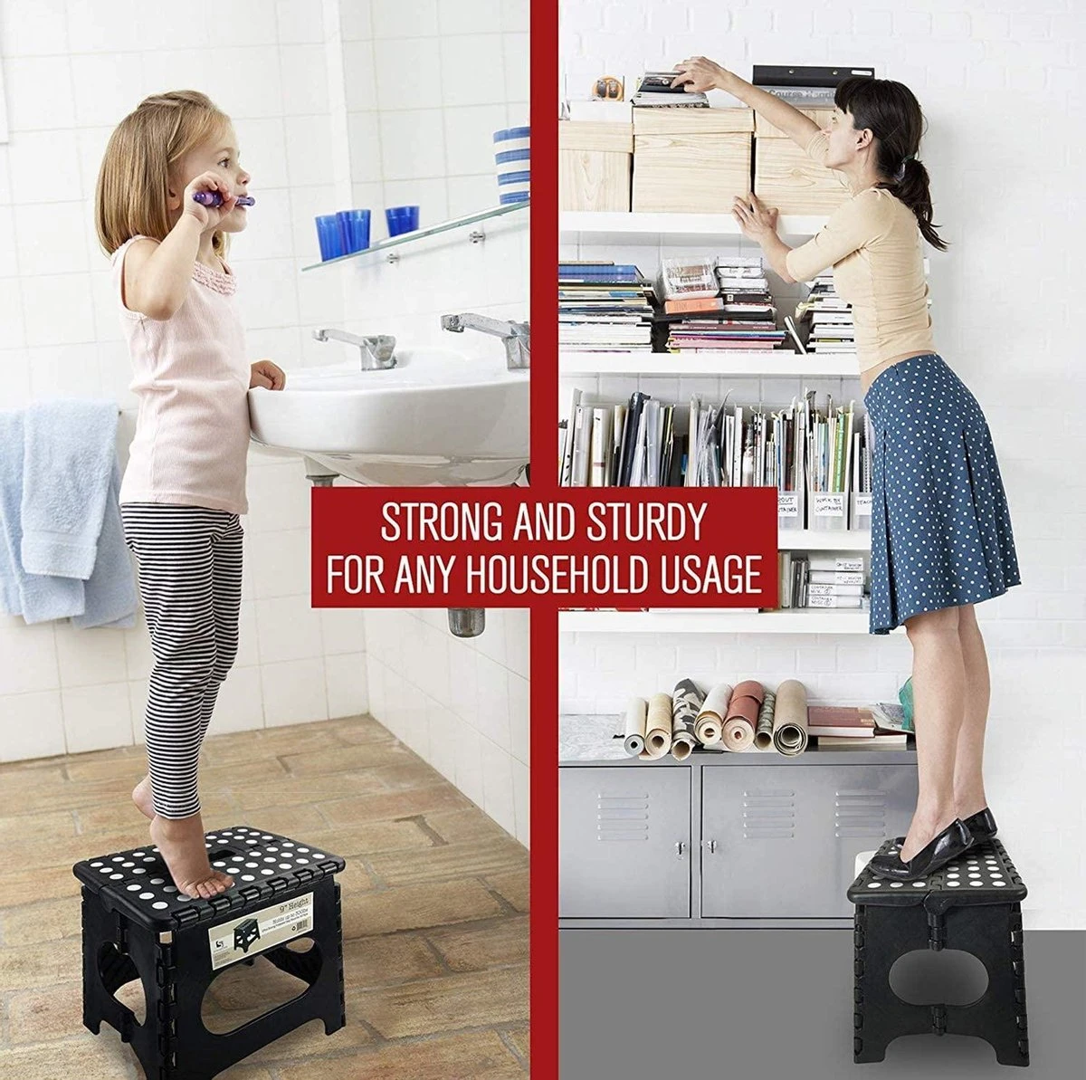 Buxibo - Kruk - Krukje - Keukentrap - Keukentrapje - Opvouwbaar Trapje - Keuken/Badkamer/Schuur Trapje - 29 X 24 X 40cm 6 Buxibo - Kruk - Krukje - Keukentrap - Keukentrapje - Opvouwbaar Trapje - Keuken/Badkamer/Schuur Trapje - 29 X 24 X 40cm - Afbeelding 6