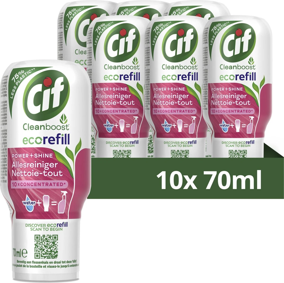 Cif CleanBoost Power & Shine Allesreiniger Ecorefill Capsules - 10 X 70 Ml - Voordeelverpakking 1 Cif CleanBoost Power & Shine Allesreiniger Ecorefill Capsules - 10 X 70 Ml - Voordeelverpakking
