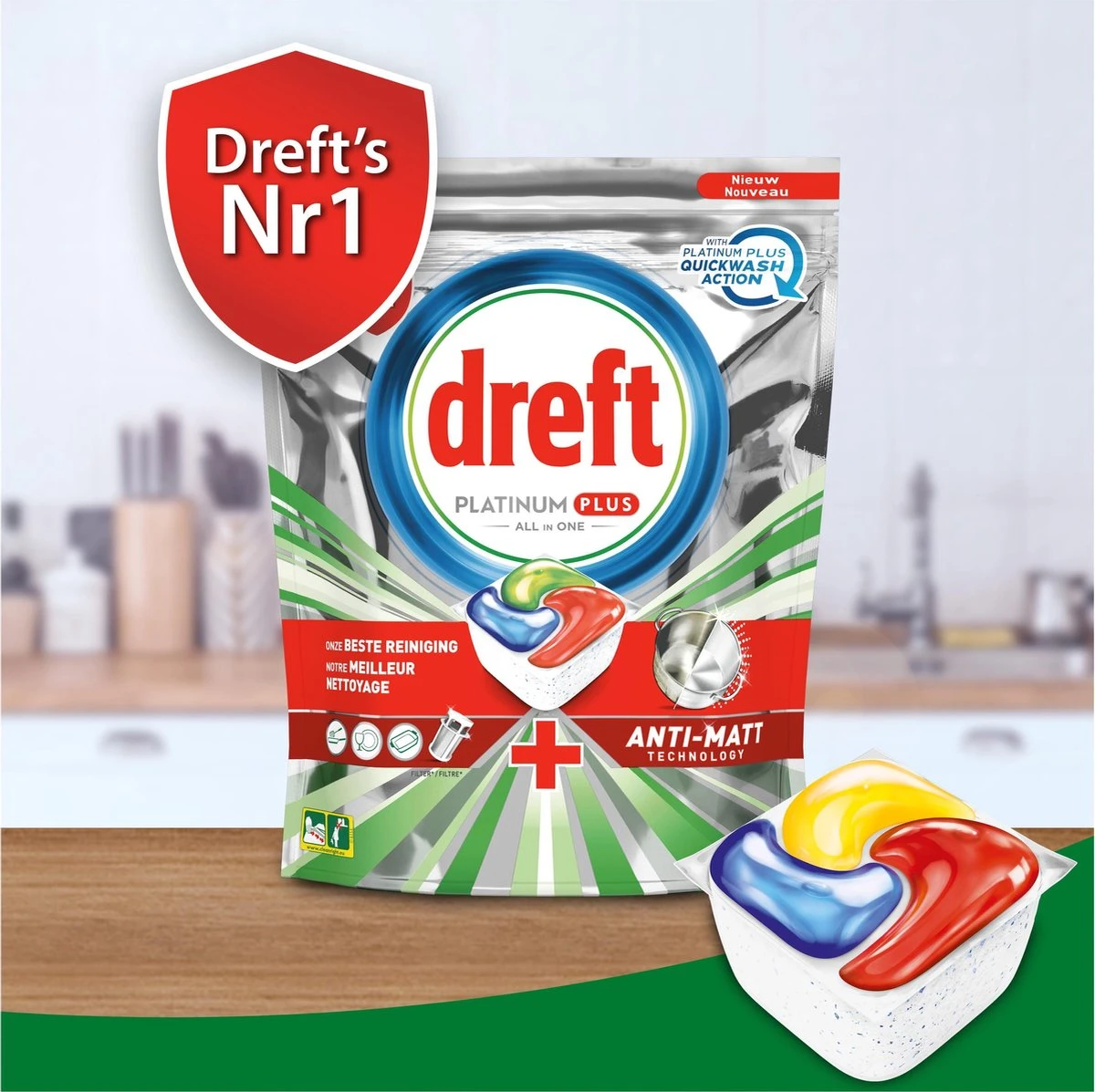 Dreft Platinum Plus All In One Lemon - 95 Stuks - Vaatwastabletten 4 Dreft Platinum Plus All In One Lemon - 95 Stuks - Vaatwastabletten - Afbeelding 4