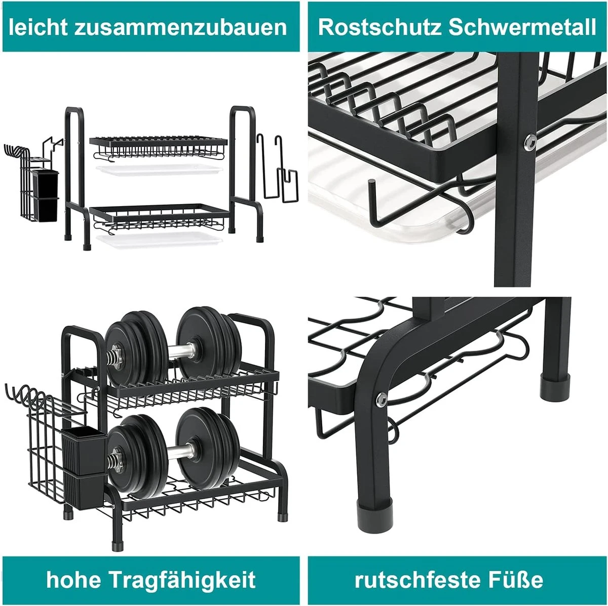 Dish Drying Rack Drainer Afdruiprek Metaal Afvoerafdruiprek Met Druppelbak Black Decker Droogrek Zwart Afdruiprek Brabantiaafdruiprek Metaal Muur 6 Dish Drying Rack Drainer Afdruiprek Metaal Afvoerafdruiprek Met Druppelbak Black Decker Droogrek Zwart Afdruiprek Brabantiaafdruiprek Metaal Muur - Afbeelding 6