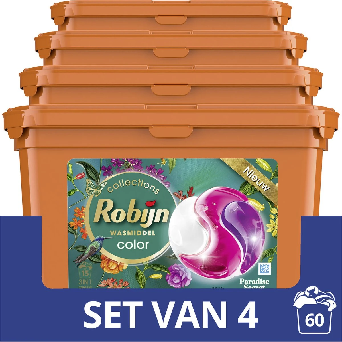 Robijn Paradise Secret 3 In 1 Wascapsules - 4 X 15 Wasbeurten - Voordeelverpakking 1 Robijn Paradise Secret 3 In 1 Wascapsules - 4 X 15 Wasbeurten - Voordeelverpakking