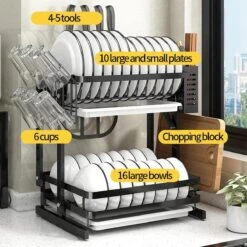 TammaT - Afdruiprek Met Lekbak 2 Laags – Inklapbaar - Afwasrek – Met 2 Lekbakken – Extra Accessories Voor Servies En Snijplanken - RVS - 38x35x26,5cm 22 TammaT - Afdruiprek Met Lekbak 2 Laags – Inklapbaar - Afwasrek – Met 2 Lekbakken – Extra Accessories Voor Servies En Snijplanken - RVS - 38x35x26,5cm -Winkel Voor Schoonmaakartikelen 1200x1200 1220