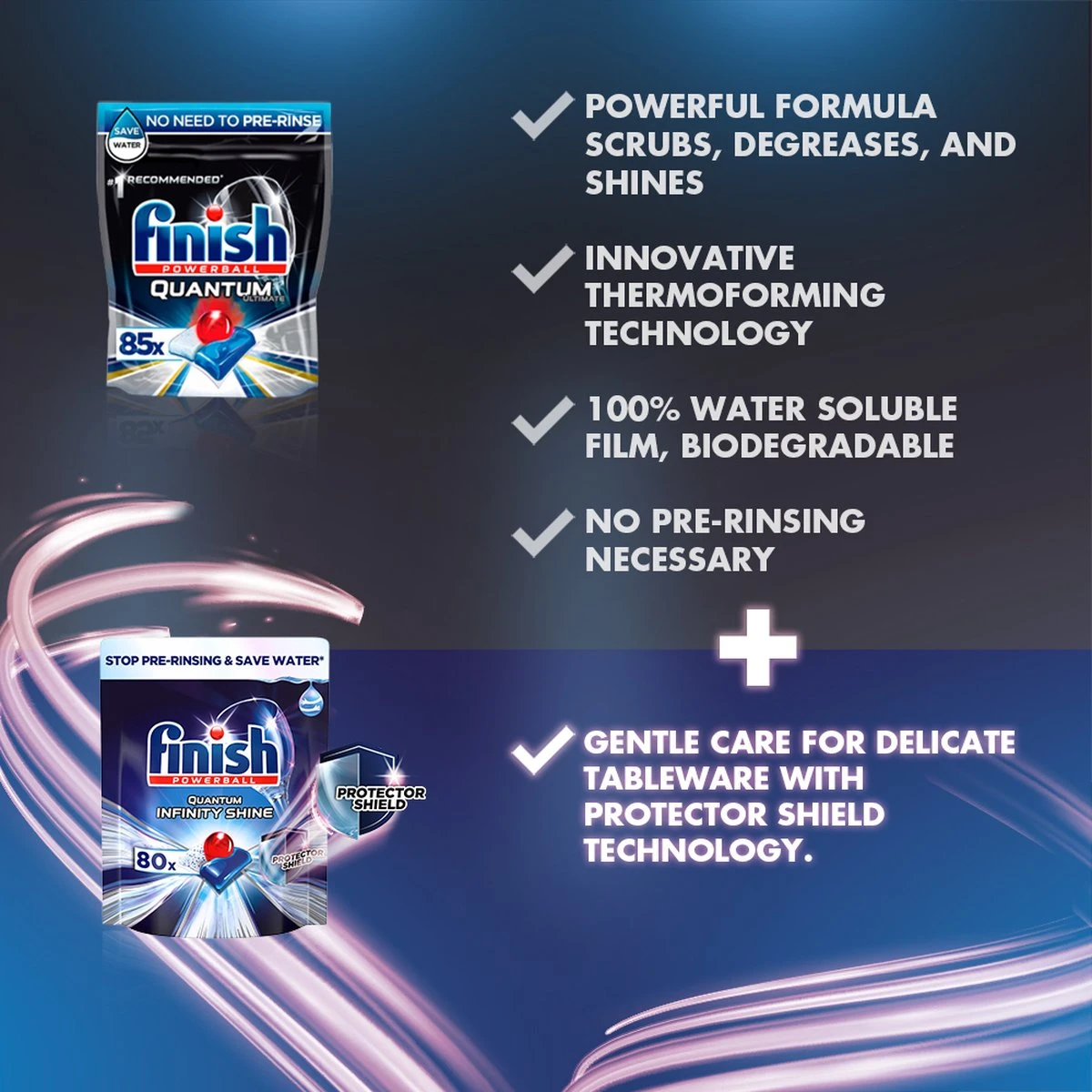 Finish Quantum Ultimate Infinity Shine Vaatwastabletten - 80 Capsules 6 Finish Quantum Ultimate Infinity Shine Vaatwastabletten - 80 Capsules - Afbeelding 6