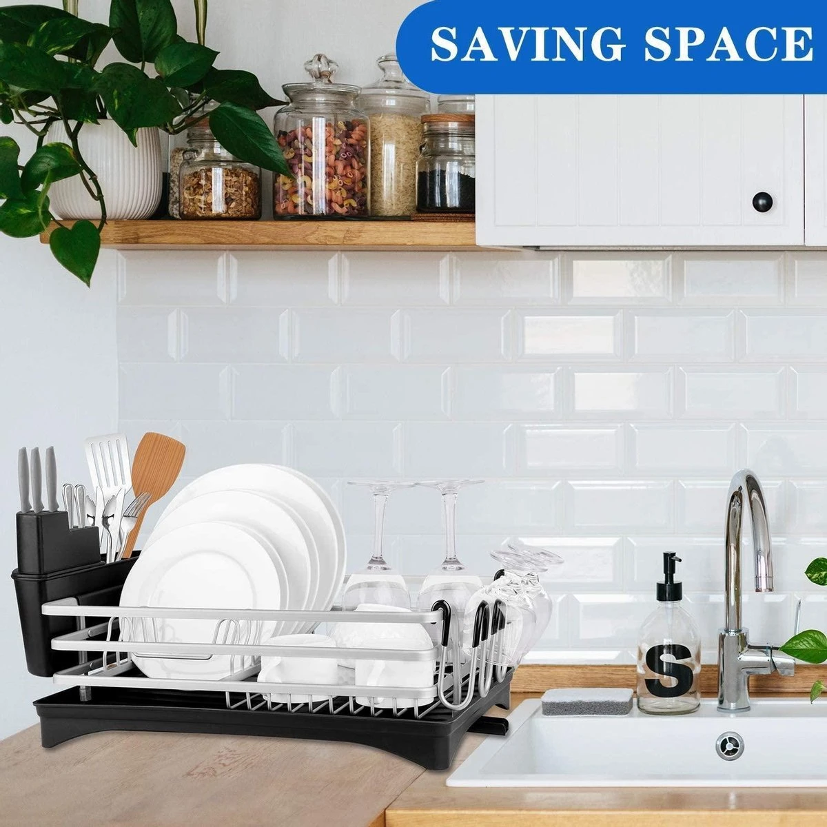 Doogo® Afdruiprek Met Bestekkorf En Lekbak Voor Keukenborden En Bestek Afdruiprek Met Draaibare Uitloop 6 Doogo® Afdruiprek Met Bestekkorf En Lekbak Voor Keukenborden En Bestek Afdruiprek Met Draaibare Uitloop - Afbeelding 6