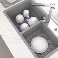 BODO Gootsteenmat Siliconen Donker Grijs - 34.5 X 34.5 Cm - Keuken Accessoires - Gootsteen Beschermer - Onderzetters Siliconen - Anti Kras -Winkel Voor Schoonmaakartikelen 1200x1200 1438