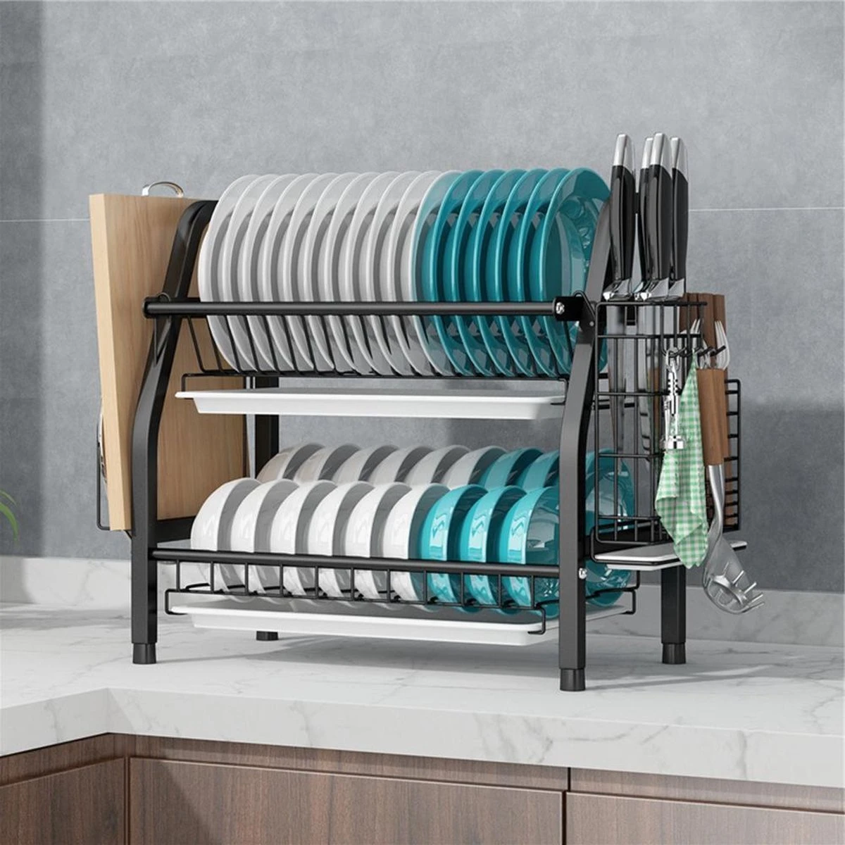 Merkloos Afdruiprek - Afdruiprek Met Lekbak - Afwas - Metaal - Zwart - RVS Afwasrek 2 Merkloos Afdruiprek - Afdruiprek Met Lekbak - Afwas - Metaal - Zwart - RVS Afwasrek - Afbeelding 2