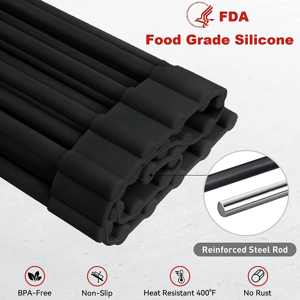 BOTC Afdruiprek - Verstelbaar - Afdruipmat Voor Afwas - Pannenonderzetter - Opvouwbaar 3 BOTC Afdruiprek - Verstelbaar - Afdruipmat Voor Afwas - Pannenonderzetter - Opvouwbaar - Afbeelding 3