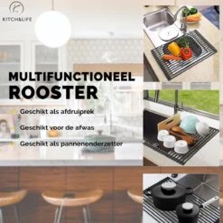 Kitch&Life Afdruiprek Oprolbaar - Mat Zwart - Pannenonderzetter - Afdruipmat - Keukenrek 3-in-1 11 Kitch&Life Afdruiprek Oprolbaar - Mat Zwart - Pannenonderzetter - Afdruipmat - Keukenrek 3-in-1 -Winkel Voor Schoonmaakartikelen 1200x1200 1460