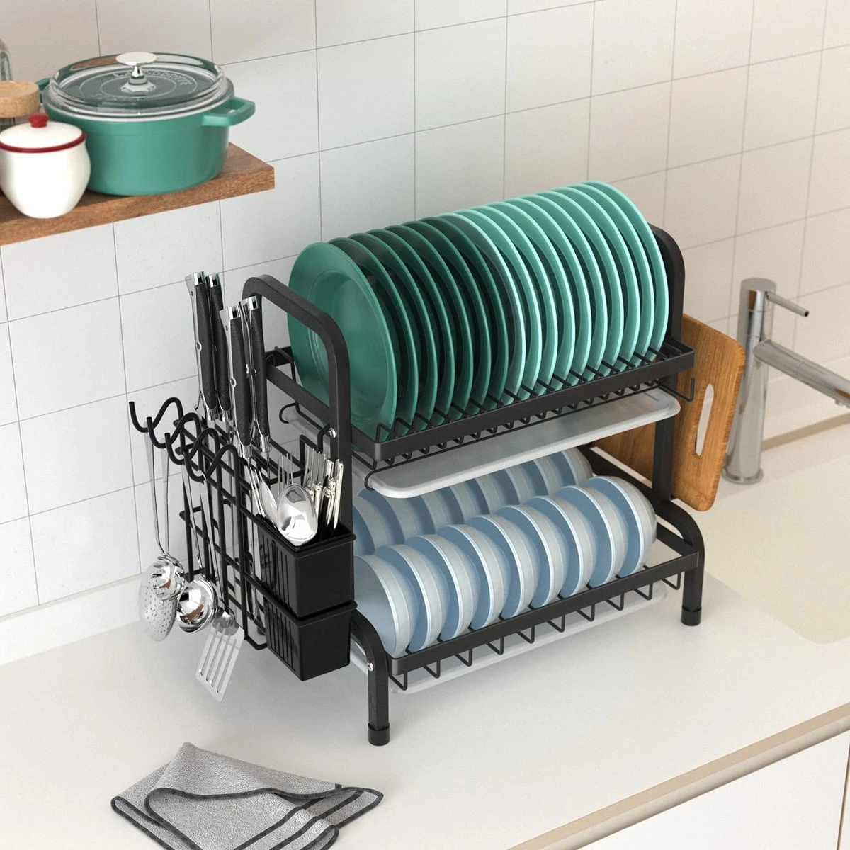Dish Drying Rack Drainer Afdruiprek Metaal Afvoerafdruiprek Met Druppelbak Black Decker Droogrek Zwart Afdruiprek Brabantiaafdruiprek Metaal Muur 5 Dish Drying Rack Drainer Afdruiprek Metaal Afvoerafdruiprek Met Druppelbak Black Decker Droogrek Zwart Afdruiprek Brabantiaafdruiprek Metaal Muur - Afbeelding 5