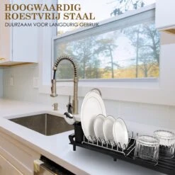 MIRI Afdruiprek – Afwasrek – Uitschuifbaar – Met Lekbak In Gootsteen – Afwas – Roestvrij Staal – Zwart 12 MIRI Afdruiprek – Afwasrek – Uitschuifbaar – Met Lekbak In Gootsteen – Afwas – Roestvrij Staal – Zwart -Winkel Voor Schoonmaakartikelen 1200x1200 1519