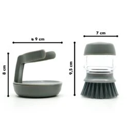 In Round Afwasborstel Met Zeepdispenser / Zeepreservoir – Inclusief Houder – Grijs – Afwas Borstel – Zeep Handborstel – Doseerpomp – Afwasmiddel Dispenser – Navulbaar -Winkel Voor Schoonmaakartikelen 1200x1200 1581
