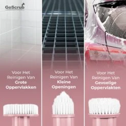 GoScrub® Elektrische Schoonmaakborstel – Elektrische Schrobber - Schrobborstel – Voor Badkamer Of Keuken – Schrobber Met Steel – Luiwagen – Polijstmachine - Roze -Winkel Voor Schoonmaakartikelen 1200x1200 1714
