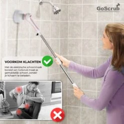 GoScrub® Elektrische Schoonmaakborstel – Elektrische Schrobber - Schrobborstel – Voor Badkamer Of Keuken – Schrobber Met Steel – Luiwagen – Polijstmachine - Roze -Winkel Voor Schoonmaakartikelen 1200x1200 1719