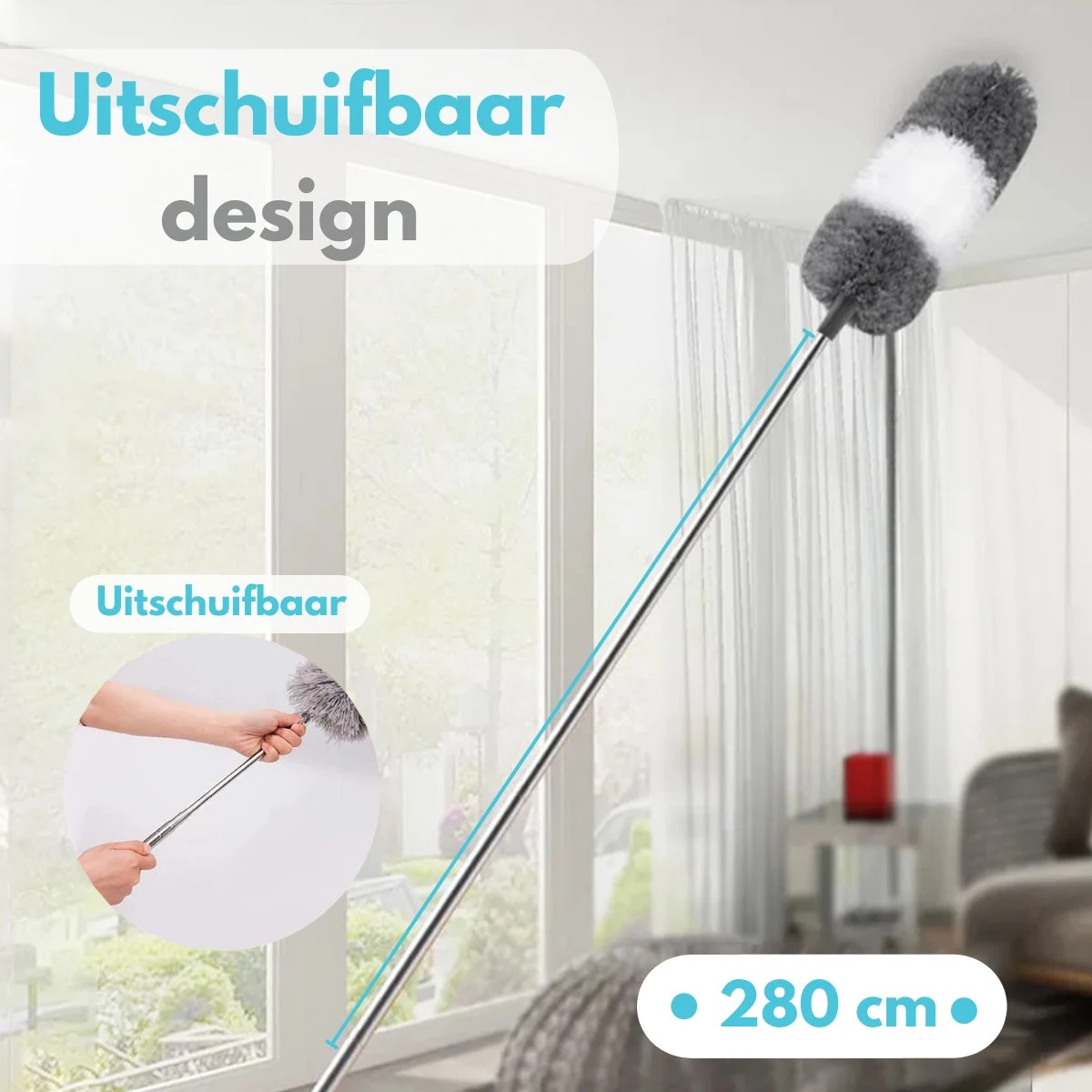VAIVE Plumeau Uitschuifbaar - Stoffer - Duster - Ragebol Met Telescoopsteel 3 VAIVE Plumeau Uitschuifbaar - Stoffer - Duster - Ragebol Met Telescoopsteel - Afbeelding 3
