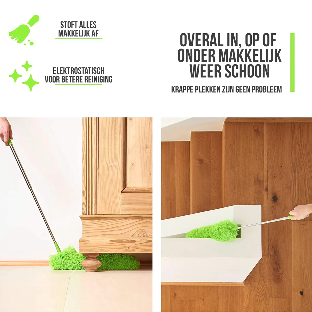 Strex Telescopische Plumeau Set Met Telescoopsteel - 60 Tot 140 Cm - Uitschuifbaar - Flexibel - Microvezel Ragebol - 5-Delige Schoonmaak Set 2 Strex Telescopische Plumeau Set Met Telescoopsteel - 60 Tot 140 Cm - Uitschuifbaar - Flexibel - Microvezel Ragebol - 5-Delige Schoonmaak Set - Afbeelding 2