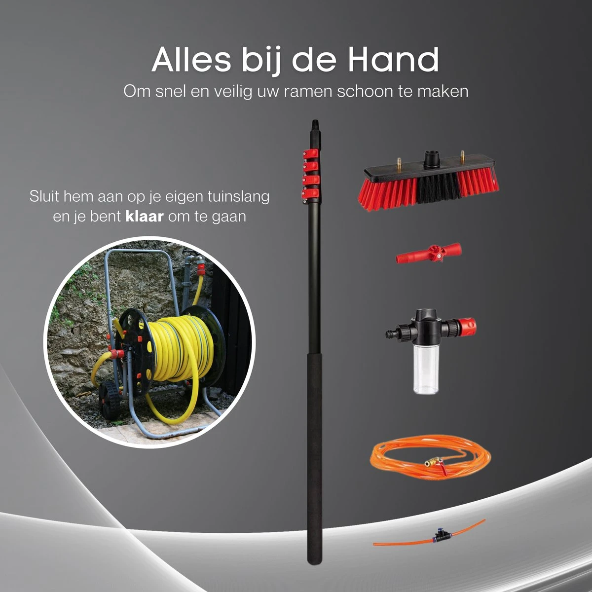 Merkloos Telescoopsteel Ramenwassen 4,6M - Met Borstel & Waterdoorvoer - Voor Ramen - Watertoevoer - Borstel 2 Merkloos Telescoopsteel Ramenwassen 4,6M - Met Borstel & Waterdoorvoer - Voor Ramen - Watertoevoer - Borstel - Afbeelding 2