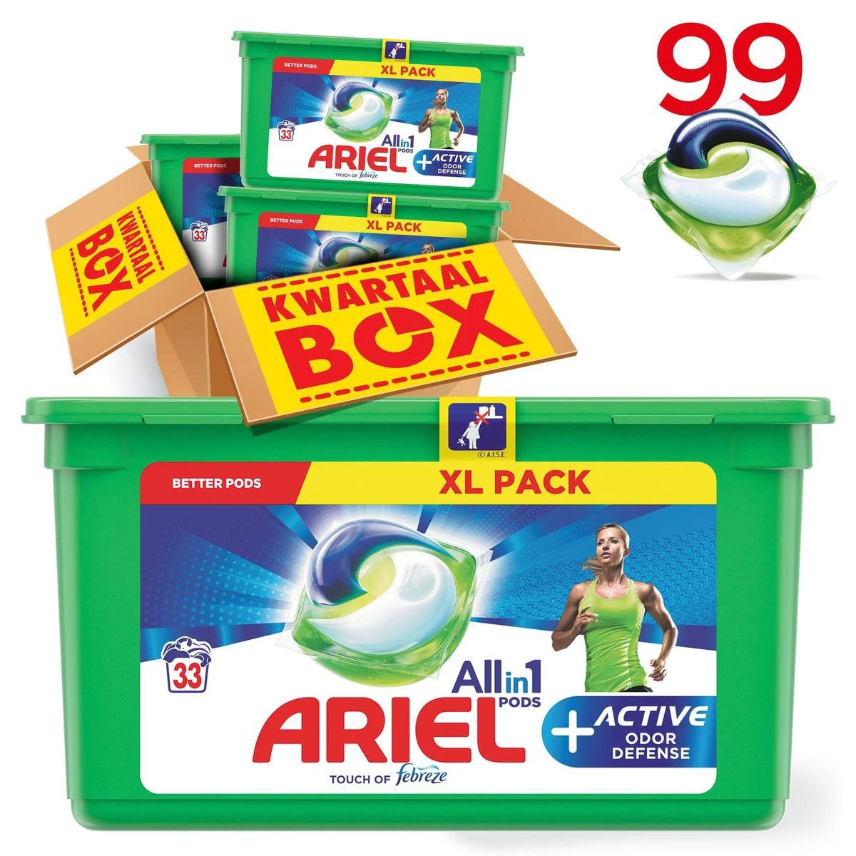 Ariel All In 1 Pods Actieve Geurbestrijding Wasmiddel - Voordeelverpakking 3 X 33 Wasbeurten - Wasmiddel Pods 9 Ariel All In 1 Pods Actieve Geurbestrijding Wasmiddel - Voordeelverpakking 3 X 33 Wasbeurten - Wasmiddel Pods - Afbeelding 9