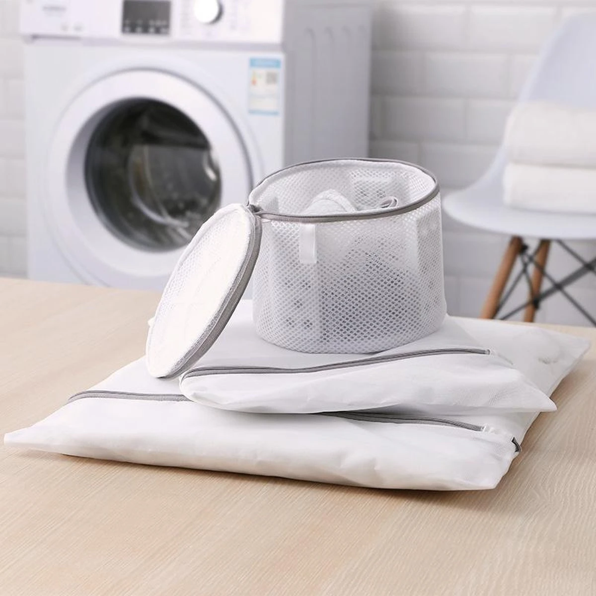 Merkloos Waszak 4 Delig - 1x Groot (50x60 Cm) - 1x Middel ( 40x50cm) - 1x Normaal (30x40cm) - 1x BH (17x15cm) 2 Merkloos Waszak 4 Delig - 1x Groot (50x60 Cm) - 1x Middel ( 40x50cm) - 1x Normaal (30x40cm) - 1x BH (17x15cm) - Afbeelding 2