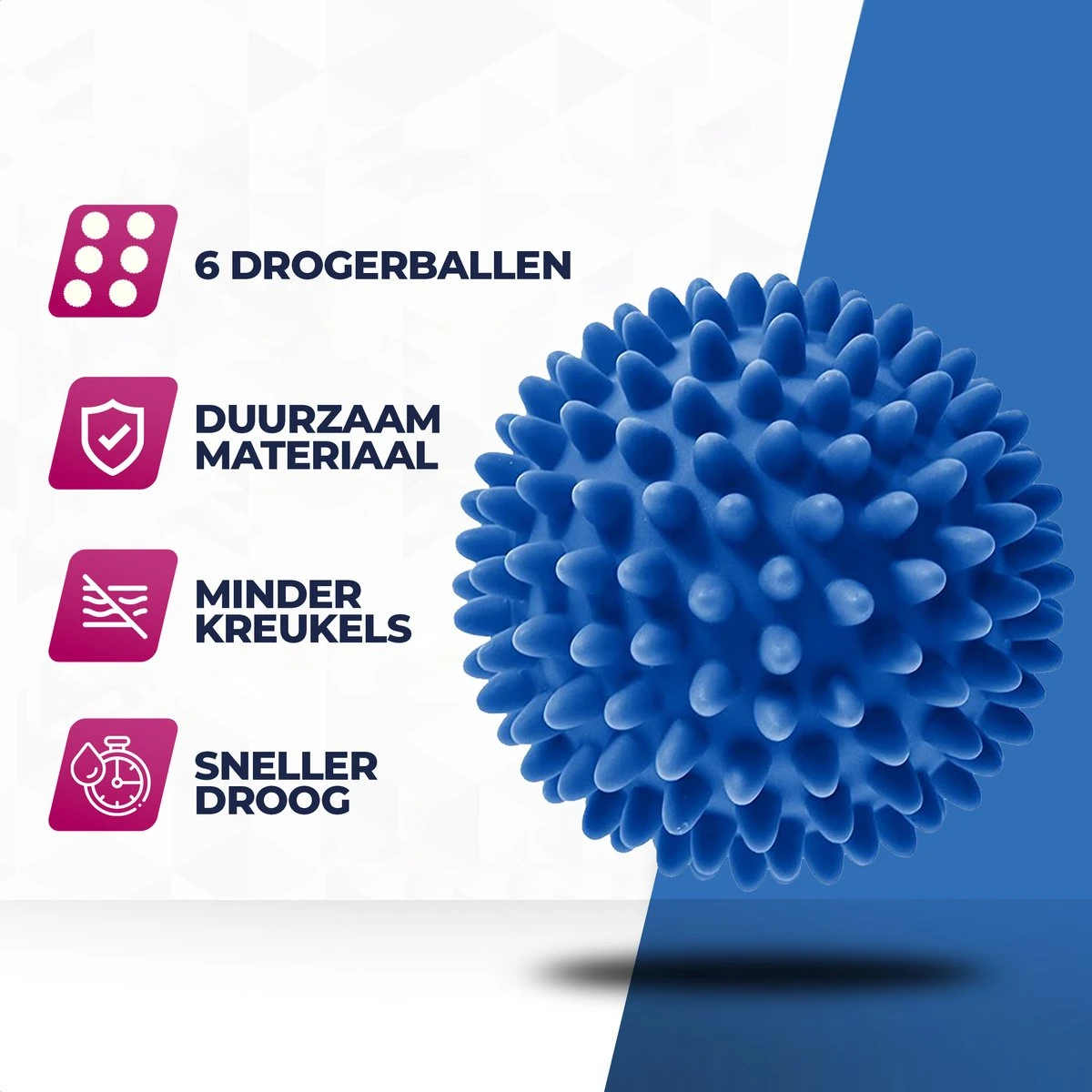 Roegaarden Drogerballen - Wasbollen - 6 Stuks - Siliconen - Sneller Droog - Anti-kreuk 2 Roegaarden Drogerballen - Wasbollen - 6 Stuks - Siliconen - Sneller Droog - Anti-kreuk - Afbeelding 2