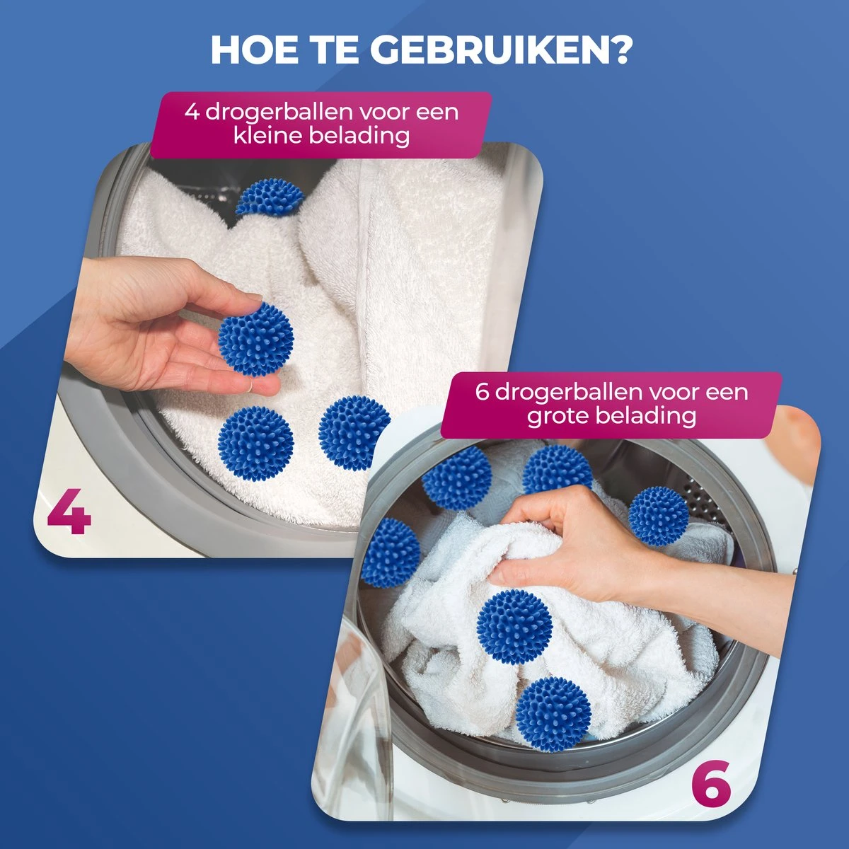 Roegaarden Drogerballen - Wasbollen - 6 Stuks - Siliconen - Sneller Droog - Anti-kreuk 7 Roegaarden Drogerballen - Wasbollen - 6 Stuks - Siliconen - Sneller Droog - Anti-kreuk - Afbeelding 7