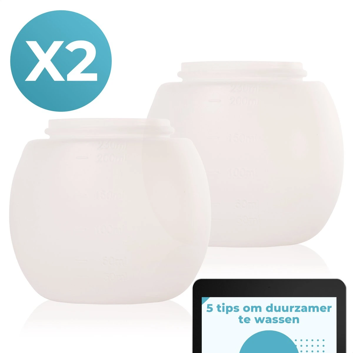 FAVE Doseerbol - Wasbollen - Drogerbollen - Transparant - Doseerdop - 230ml - 2 Stuks - Inclusief E-book 1 FAVE Doseerbol - Wasbollen - Drogerbollen - Transparant - Doseerdop - 230ml - 2 Stuks - Inclusief E-book