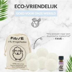 FAVE Drogerballen XL - 6 Stuks - Inclusief 2x Lavendelolie & Opbergzakje - Wasbol - Wasballen - Doseerbol - Droogballen - Duurzaam 15 FAVE Drogerballen XL - 6 Stuks - Inclusief 2x Lavendelolie & Opbergzakje - Wasbol - Wasballen - Doseerbol - Droogballen - Duurzaam -Winkel Voor Schoonmaakartikelen 1200x1200 79