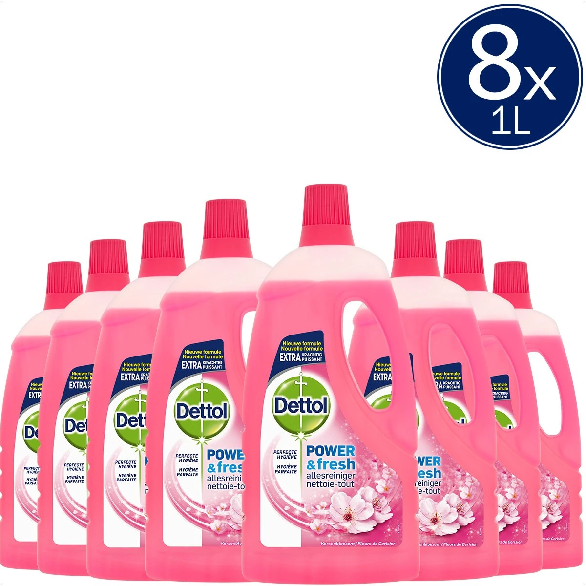 Dettol - Power & Fresh - Allesreiniger - Kersenbloesem - 8 X 1 Liter 1 Dettol - Power & Fresh - Allesreiniger - Kersenbloesem - 8 X 1 Liter