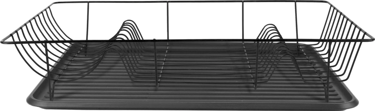 Present Time Afdruiprek - Linea Zwart Met Mat Zwarte Tray - 49x32x9,5cm 1 Present Time Afdruiprek - Linea Zwart Met Mat Zwarte Tray - 49x32x9,5cm