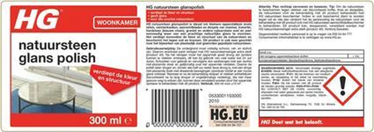 HG Natuursteen Glans Polish (product 44) - 300ml - Voor Alle Soorten Natuursteen 2 HG Natuursteen Glans Polish (product 44) - 300ml - Voor Alle Soorten Natuursteen - Afbeelding 2