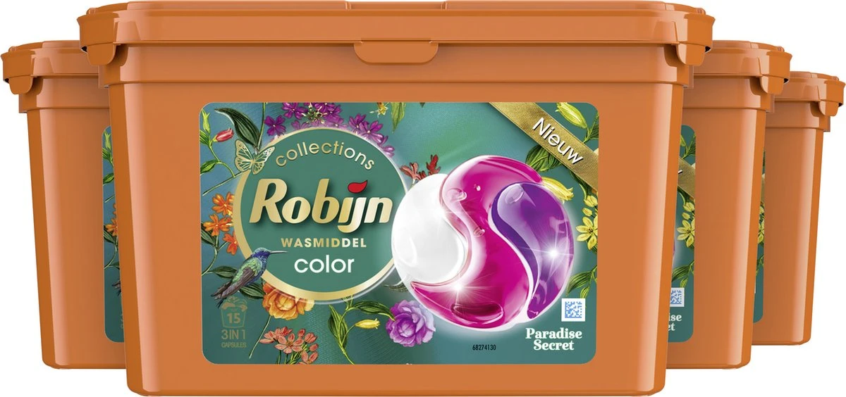 Robijn Paradise Secret 3 In 1 Wascapsules - 4 X 15 Wasbeurten - Voordeelverpakking 2 Robijn Paradise Secret 3 In 1 Wascapsules - 4 X 15 Wasbeurten - Voordeelverpakking - Afbeelding 2