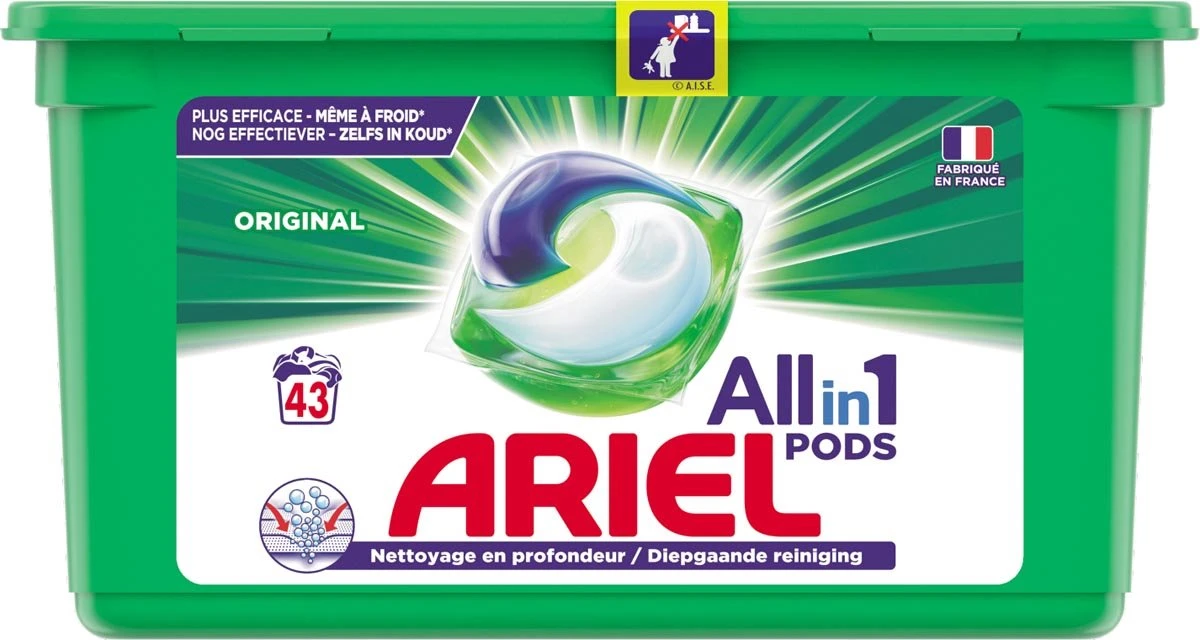 Ariel All-in-one Pods Original Wasmiddelcapsules, 43 Wasbeurten 1 Ariel All-in-one Pods Original Wasmiddelcapsules, 43 Wasbeurten