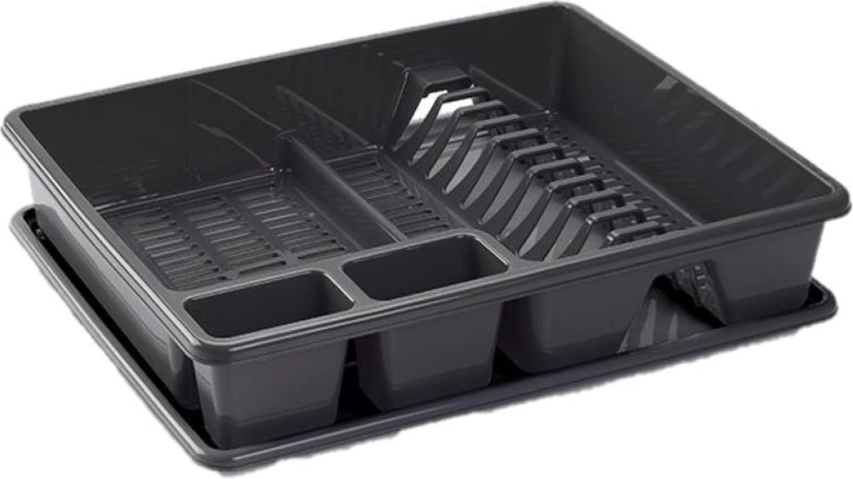 Afwas Afdruiprek Donkergrijs Kunststof 48 X 38 X 9 Cm - Afwassen/drogen Met Lekbak 1 Afwas Afdruiprek Donkergrijs Kunststof 48 X 38 X 9 Cm - Afwassen/drogen Met Lekbak