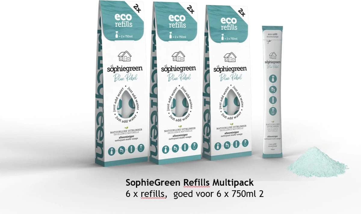 SophieGreen Blue Rebel Allesreiniger 3x2 Navullingen (=6x750ml) 1 SophieGreen Blue Rebel Allesreiniger 3x2 Navullingen (=6x750ml)