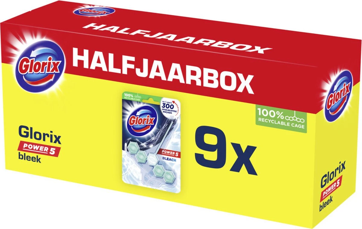 Glorix Power 5 Bleek Toiletblokken - 9 Stuks - Voordeelverpakking 8 Glorix Power 5 Bleek Toiletblokken - 9 Stuks - Voordeelverpakking - Afbeelding 8