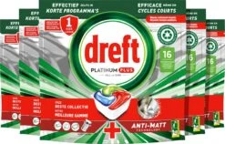 Dreft Platinum Plus All In One - Vaatwastabletten - Voordeelverpakking 5 X 16 Stuks