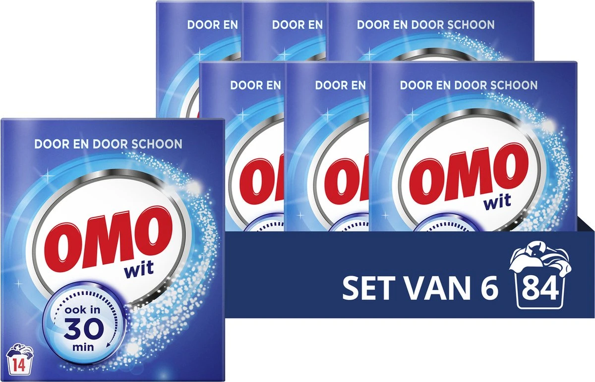 Omo Wit Waspoeder - 6 X 14 Wasbeurten - Voordeelverpakking 1 Omo Wit Waspoeder - 6 X 14 Wasbeurten - Voordeelverpakking