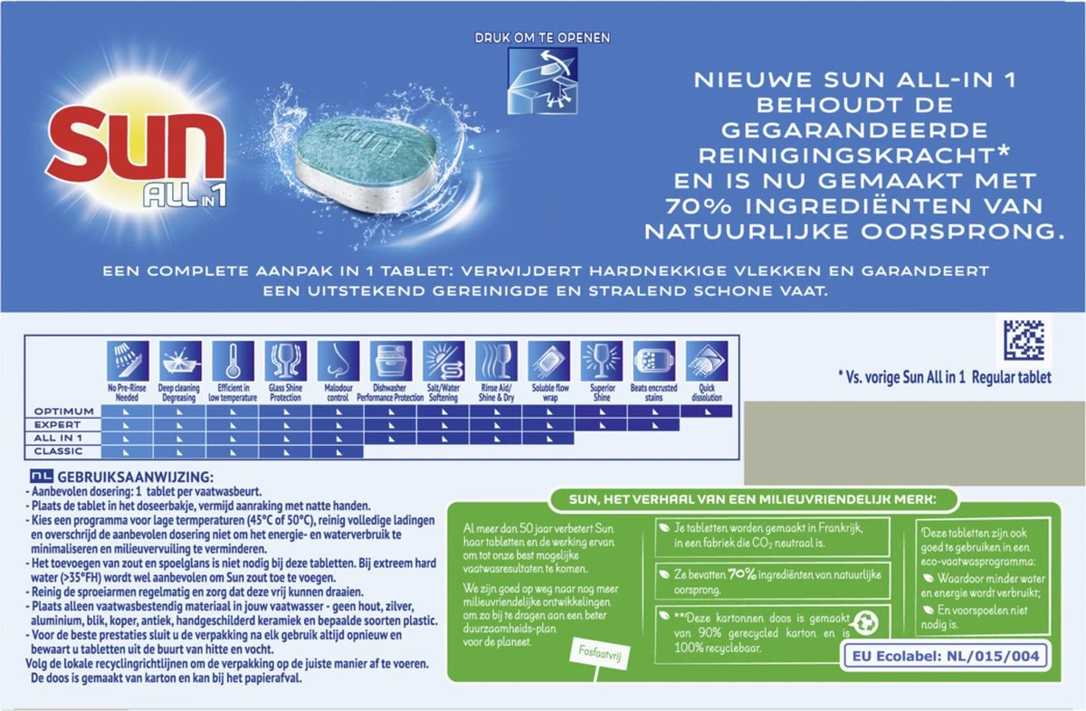 SUN® Sun All-in-1 Normaal Vaatwastabletten - 7 X 25 Tabletten - Voordeelverpakking 5 SUN® Sun All-in-1 Normaal Vaatwastabletten - 7 X 25 Tabletten - Voordeelverpakking - Afbeelding 5