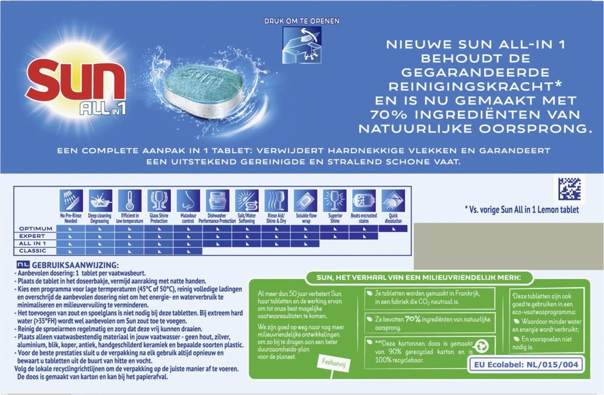 SUN® Sun All-In-1 Citroen Vaatwastabletten - 7 X 24 Tabletten - Voordeelverpakking 4 SUN® Sun All-In-1 Citroen Vaatwastabletten - 7 X 24 Tabletten - Voordeelverpakking - Afbeelding 4