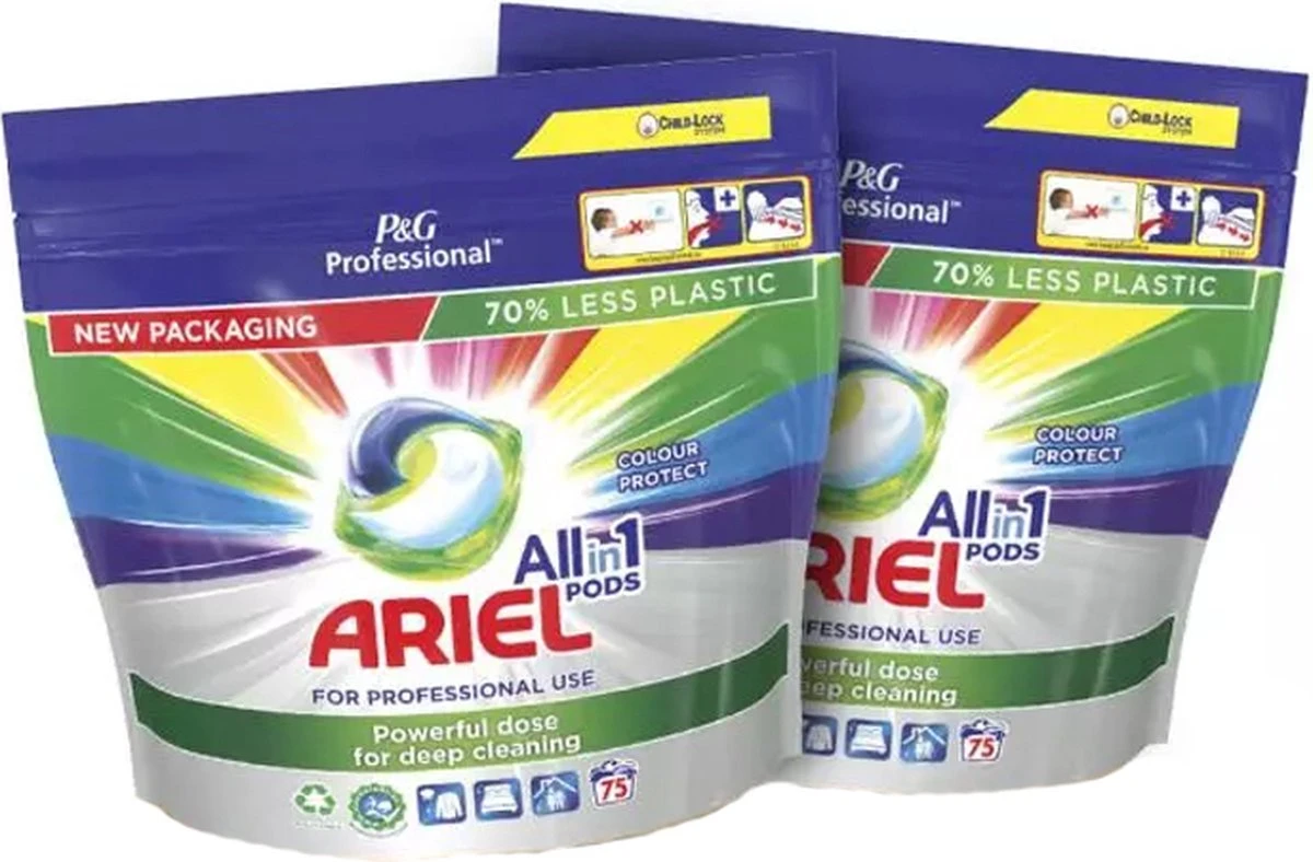 Ariel Prof Allin1 Pods Color - 150 Wasbeurten - Voordeelverpakking 1 Ariel Prof Allin1 Pods Color - 150 Wasbeurten - Voordeelverpakking
