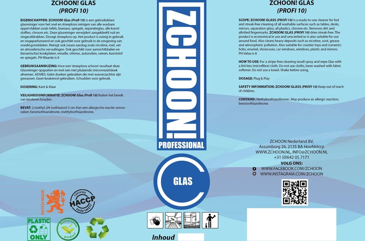 Zchoon - Professionele Glasreiniger - Milieu Bewust - Milieu Vriendelijk - Biologisch Afbreekbaar - Absoluut Residu Vrij - Streeploos - Voordeelverpakking 2 Zchoon - Professionele Glasreiniger - Milieu Bewust - Milieu Vriendelijk - Biologisch Afbreekbaar - Absoluut Residu Vrij - Streeploos - Voordeelverpakking - Afbeelding 2
