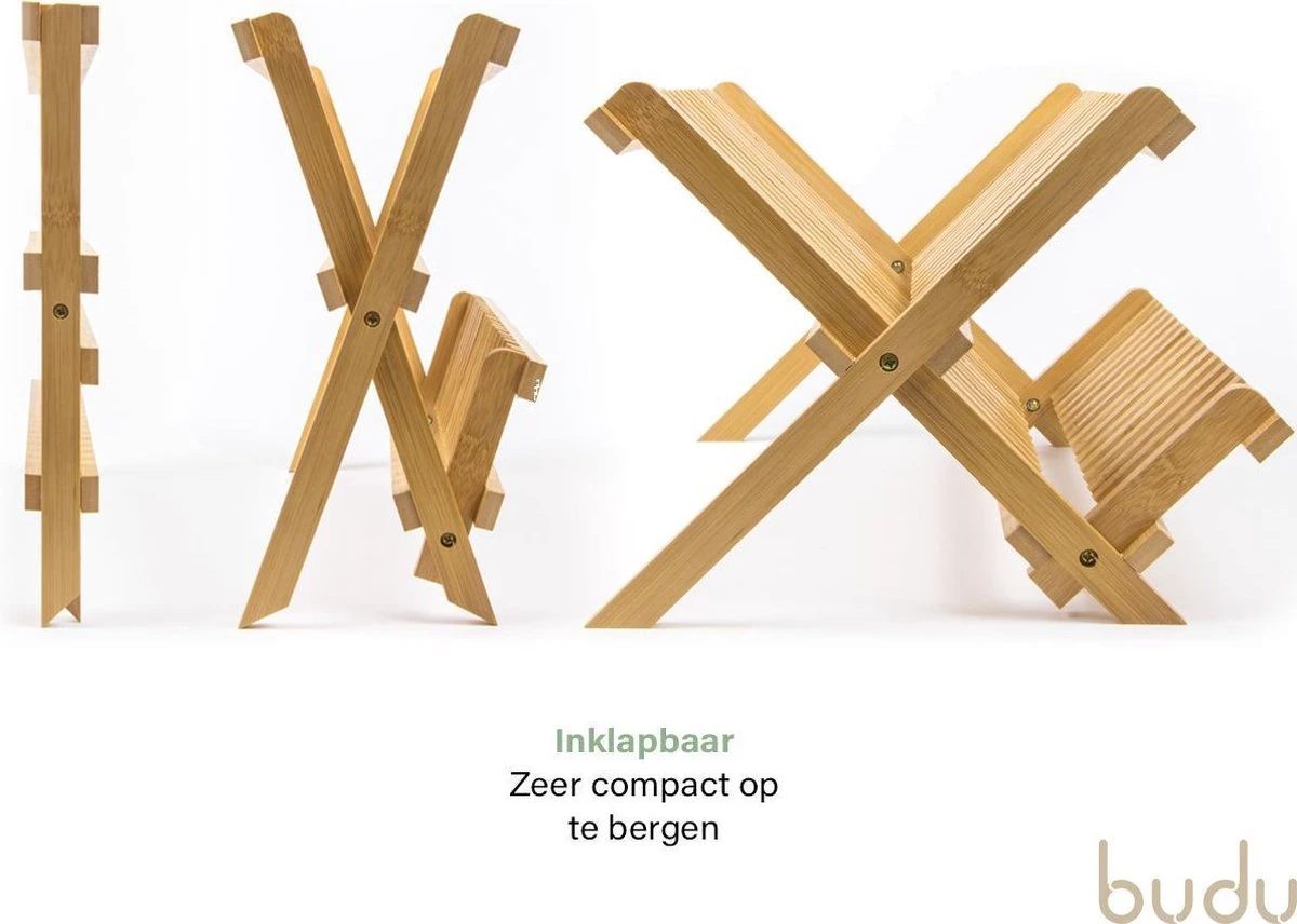 Budu Afdruiprek - Afdruiprekje Van Bamboe Hout - Afdruiprek Voor Afwas - Vaatwasrek - Keukenrek - Inklapbaar - Opvouwbaar - 3 Budu Afdruiprek - Afdruiprekje Van Bamboe Hout - Afdruiprek Voor Afwas - Vaatwasrek - Keukenrek - Inklapbaar - Opvouwbaar - - Afbeelding 3
