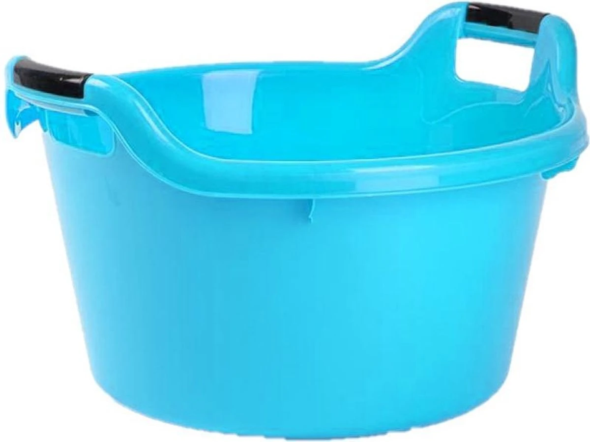 Groot Kunststof Teiltje/afwasbak Rond Met Handvatten 17 Liter Blauw - Afmetingen 45 X 42 X 27 Cm - Huishouden 1 Groot Kunststof Teiltje/afwasbak Rond Met Handvatten 17 Liter Blauw - Afmetingen 45 X 42 X 27 Cm - Huishouden