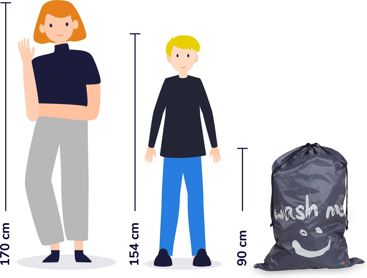 Wonair - Grote Waszak - Wash Me - Wastas - 60x90cm - Grijs - Met Trekkoord 5 Wonair - Grote Waszak - Wash Me - Wastas - 60x90cm - Grijs - Met Trekkoord - Afbeelding 5