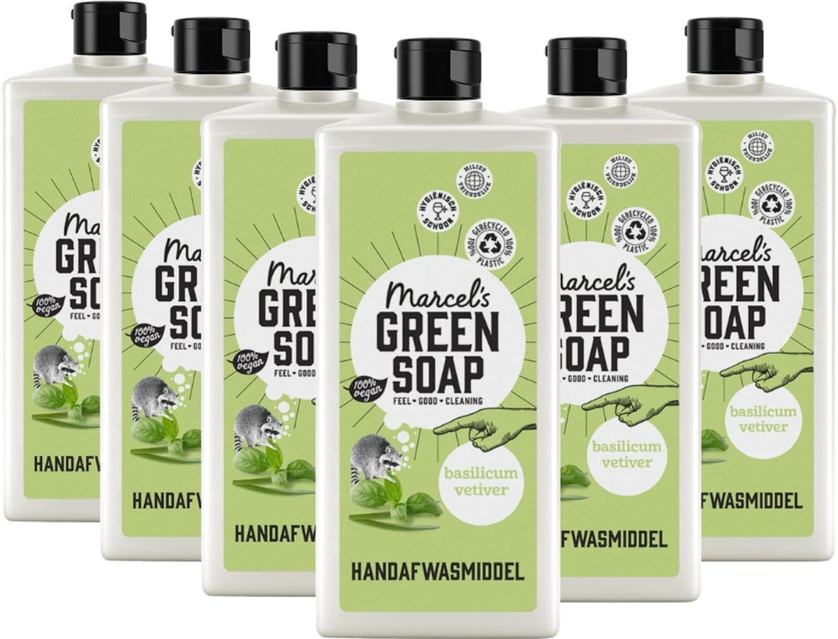 Marcel's Green Soap Afwasmiddel Basilicum & Vertivert Gras - 6 X 500 Ml 1 Marcel's Green Soap Afwasmiddel Basilicum & Vertivert Gras - 6 X 500 Ml