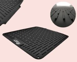 HOMYHON Afdruipmat -Afdruipmat Siliconen -Pannenonderzetter- Antislip -Hittebestendig - Aanrecht Mat -Siliconen Mat - 40 X 46 Cm - Zwart -Winkel Voor Schoonmaakartikelen 1200x960 1