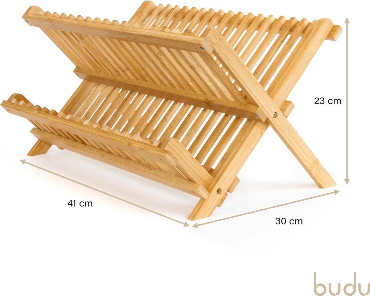 Budu Afdruiprek - Afdruiprekje Van Bamboe Hout - Afdruiprek Voor Afwas - Vaatwasrek - Keukenrek - Inklapbaar - Opvouwbaar - 5 Budu Afdruiprek - Afdruiprekje Van Bamboe Hout - Afdruiprek Voor Afwas - Vaatwasrek - Keukenrek - Inklapbaar - Opvouwbaar - - Afbeelding 5