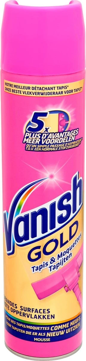 Vanish Gold Mousse Voor Tapijt Vlekkenverwijderaar - 600 Ml 1 Vanish Gold Mousse Voor Tapijt Vlekkenverwijderaar - 600 Ml