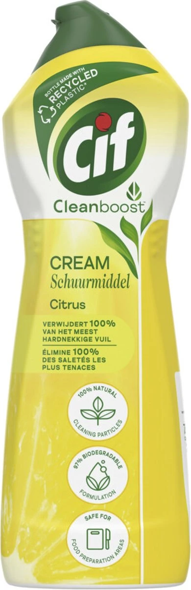 Cif CleanBoost Cream Citroen Schuurmiddel - 8 X 750 Ml - Voordeelverpakking 5 Cif CleanBoost Cream Citroen Schuurmiddel - 8 X 750 Ml - Voordeelverpakking - Afbeelding 5