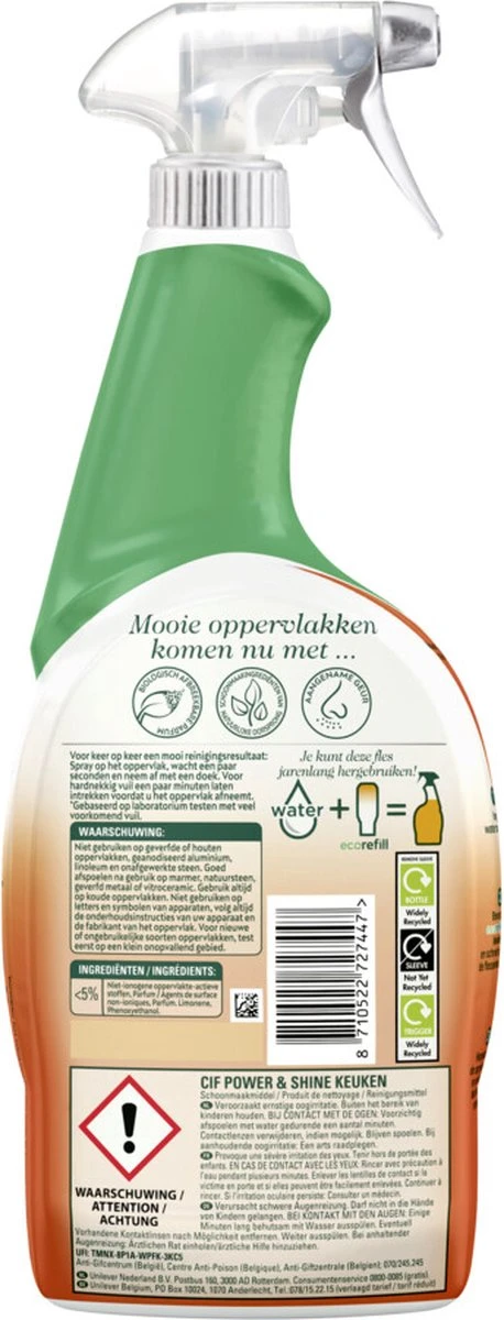 Cif CleanBoost Power & Shine Keuken Spray - 6 X 750 Ml - Voordeelverpakking 2 Cif CleanBoost Power & Shine Keuken Spray - 6 X 750 Ml - Voordeelverpakking - Afbeelding 2