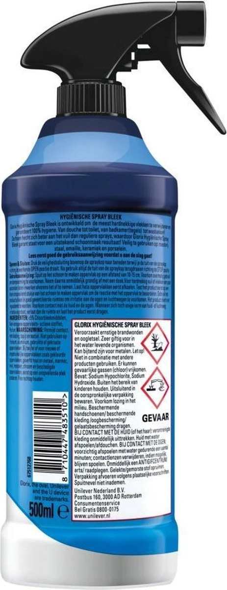 Glorix Spray Bleek 500ML 6x 2 Glorix Spray Bleek 500ML 6x - Afbeelding 2